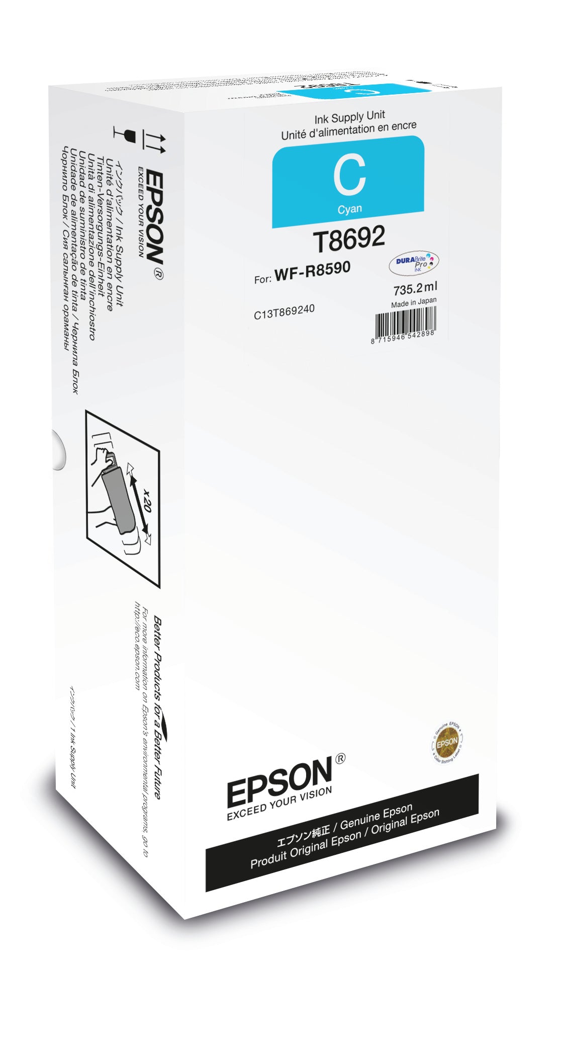 Epson Tintenpatrone Cyan, XXL, Original – für WorkForce Pro WF-R8590