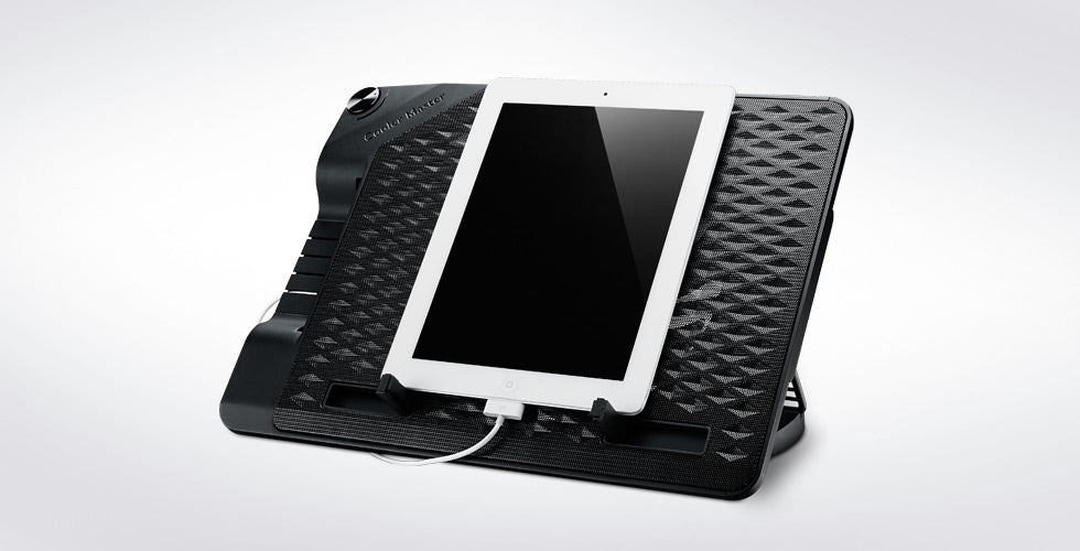 Cooler Master NotePal Ergostand III Laptop-Ständer – bis 17", mit 23 cm Lüfter, 4× USB-2.0-Hub – Schwarz