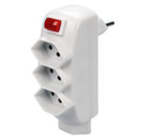 Steffen Abzweigstecker – 4 × T13, Stecker T12, Schalter, drehbar 300°, 10 A/250 V, Kinderschutz, weiss