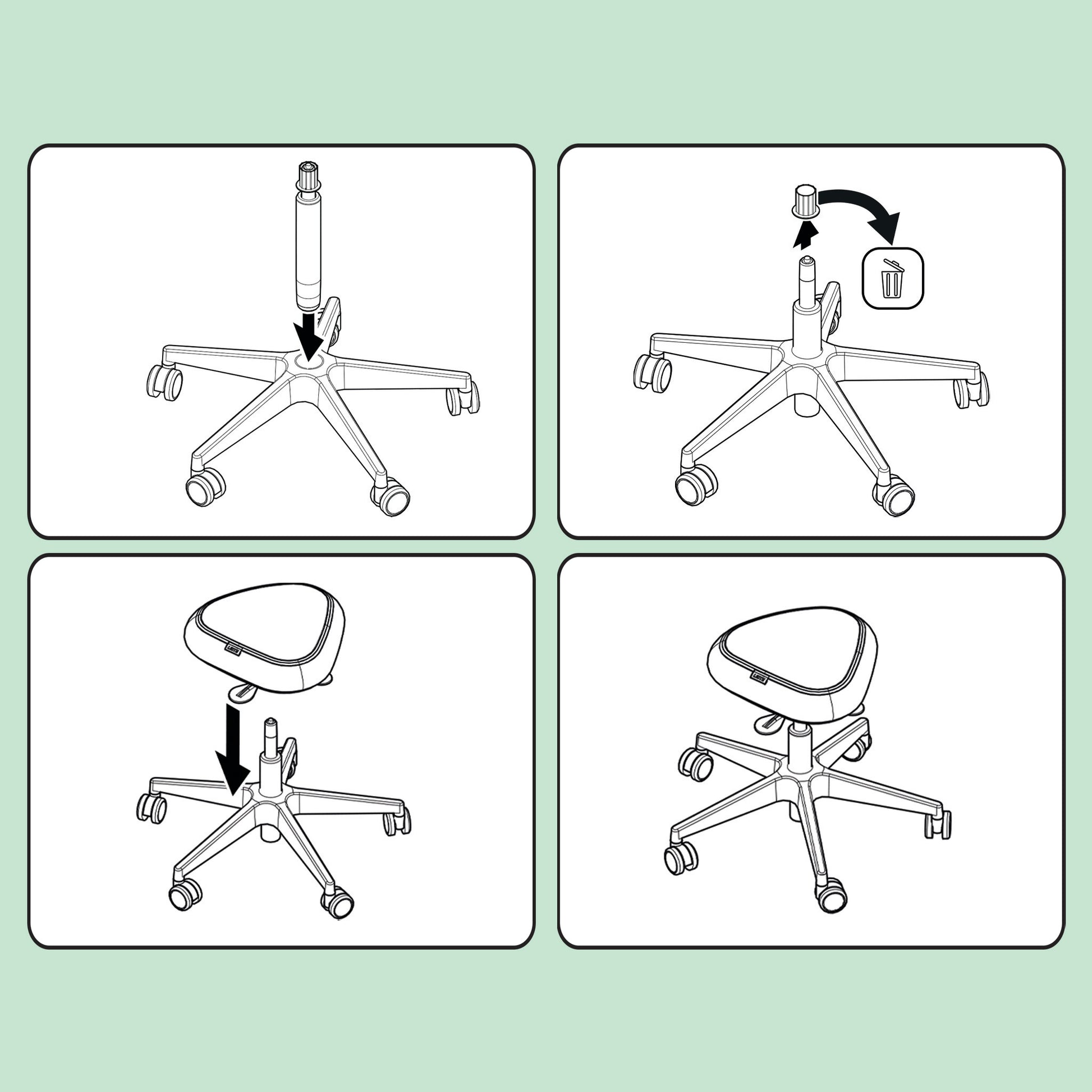 Leitz Hocker Ergo Active – Sitzhöhe 47–60 cm, 110 kg, hellgrau