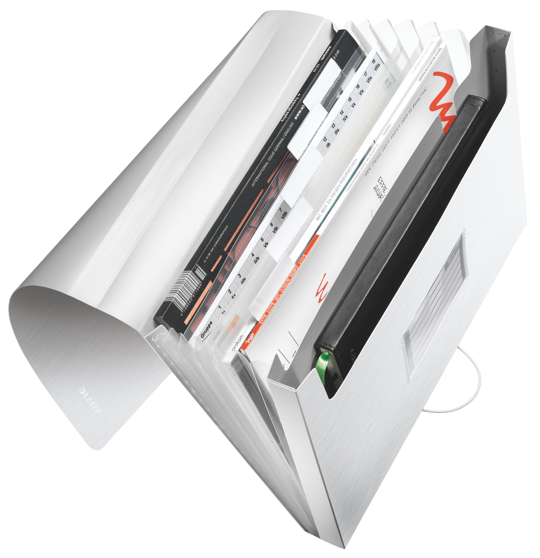Leitz Fächermappe A4 – 5 Fächer, Polypropylen (PP), Weiss, bis 250 Blatt