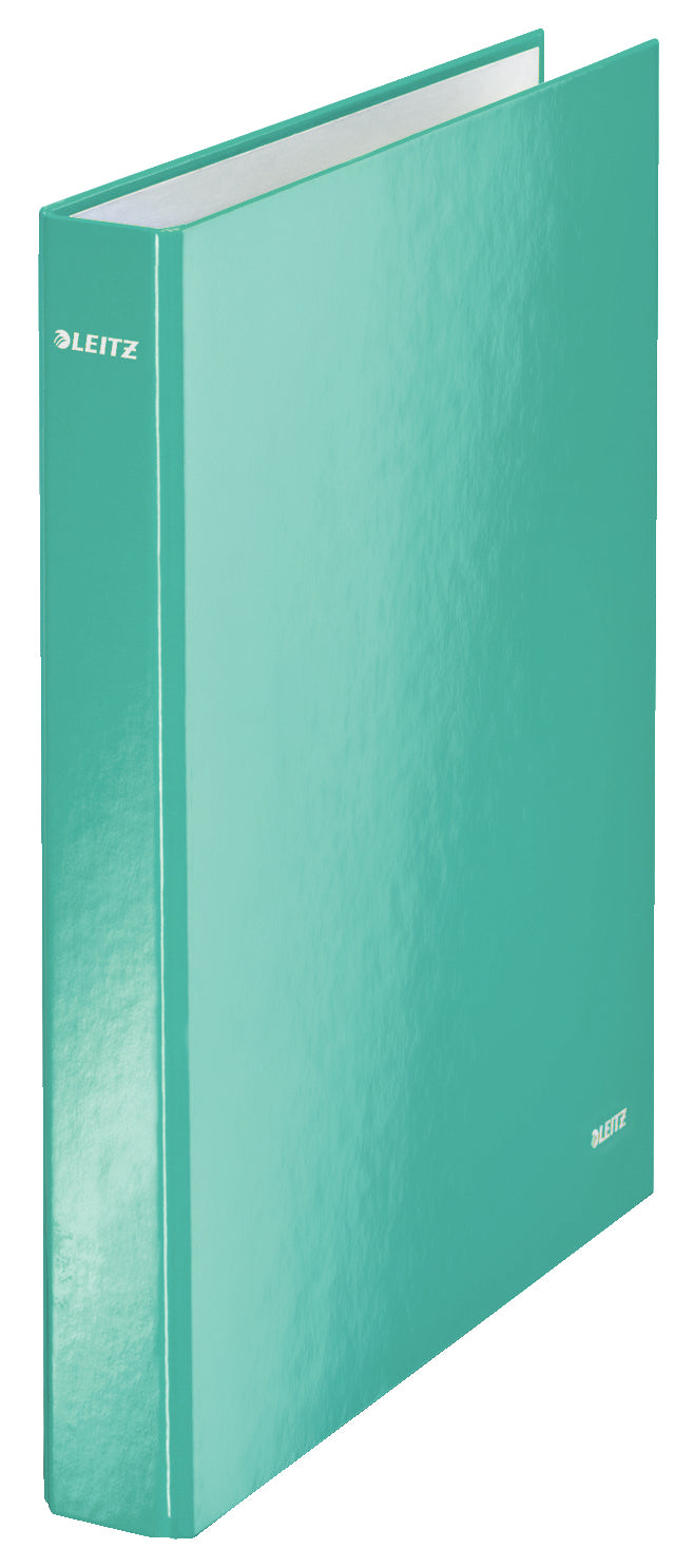 Leitz Ringbuch WOW – A4 Hochformat – 2-Ring Bügelmechanik, Ø 25 mm, Rücken 40 mm – Eisblau, Karton, FSC
