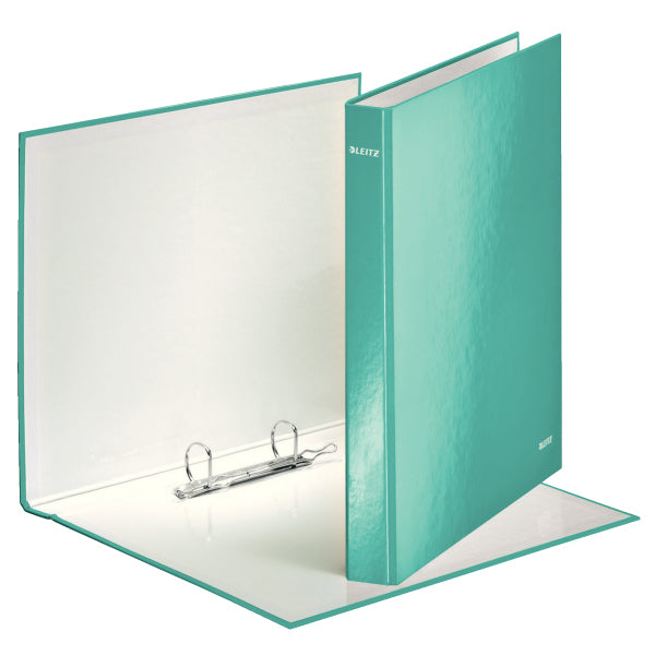 Leitz Ringbuch WOW – A4 Hochformat – 2-Ring Bügelmechanik, Ø 25 mm, Rücken 40 mm – Eisblau, Karton, FSC