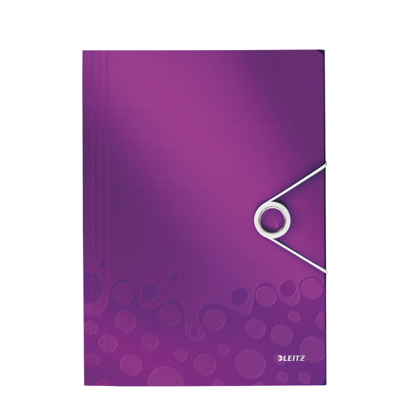 Leitz WOW Gummibandmappe A4 – Polypropylen (PP), metallisch violett, bis 150 Blatt