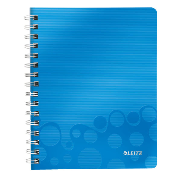 Leitz Collegeblock – A5 – 80 Blatt – 80 g/m² – Doppelspirale, Einstecktasche, Stiftschlaufe, Blau, FSC