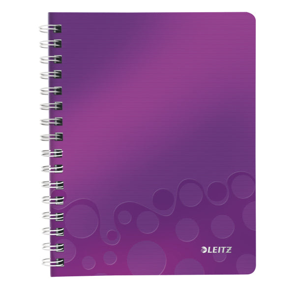 Leitz Collegeblock – A5 – 80 Blatt – 80 g/m² – Doppelspirale, Klarsichttasche, Stiftschlaufe – Violett – FSC