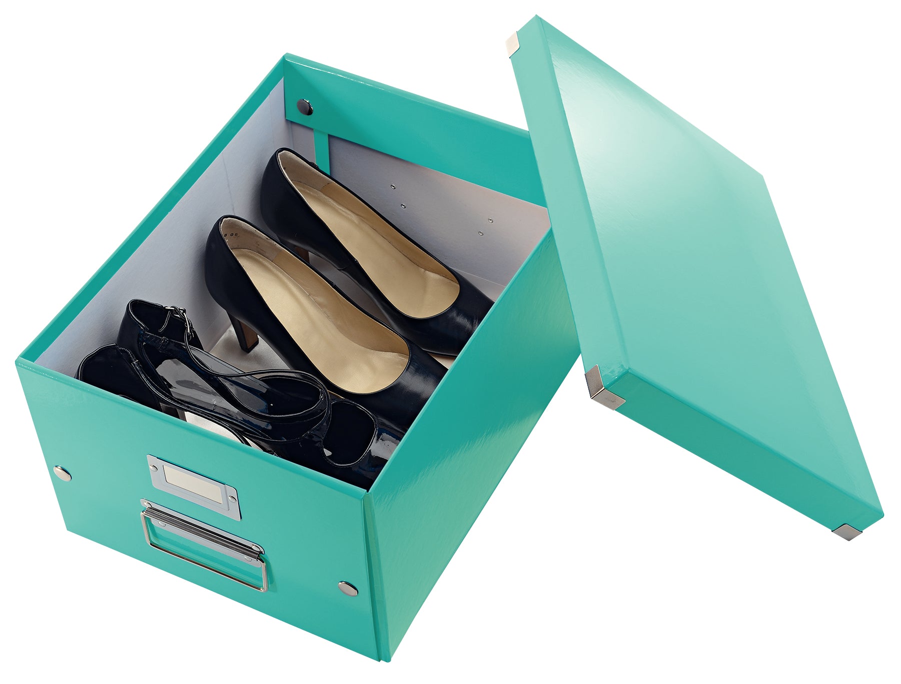 Leitz Click&Store Aufbewahrungsbox 17 l – für A4, mit Deckel, stapelbar, mit Etikettenhalter, türkis, Karton