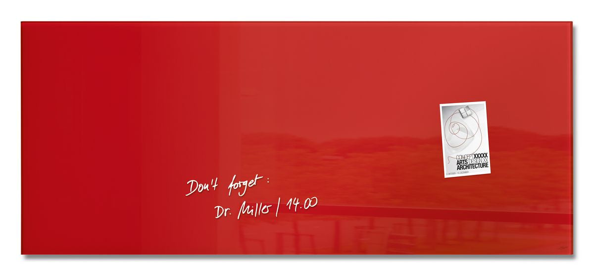 Sigel Whiteboard – 130 × 55 cm, Glas, magnetisch, Wandmontage, inkl. Magnetwürfel, Montagesatz