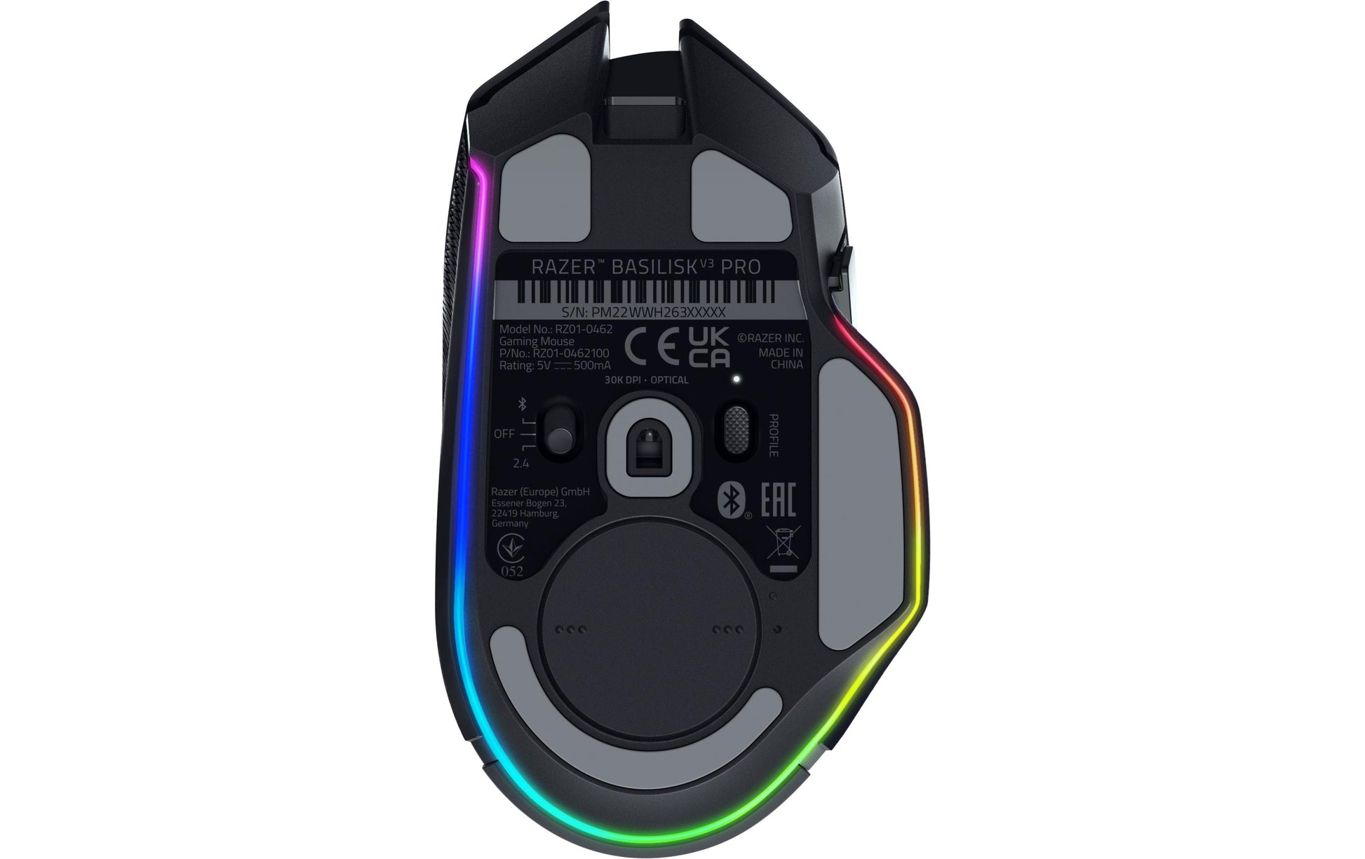 Razer Basilisk V3 Pro Maus – kabellos, Bluetooth, USB-C, 30'000 dpi, 11 Tasten, für Rechtshänder, schwarz