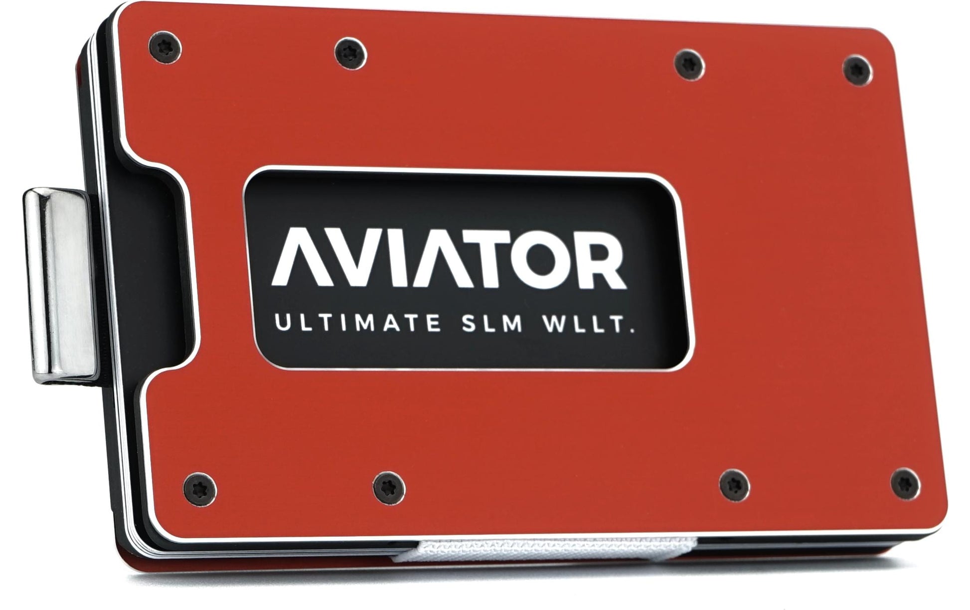 Aviator Wallet AVIATOR – Kartenetui SLIDE – 20 Karten, Münzfach, RFID-Schutz – 85,6×10,5×54 mm – Rot – Aluminium