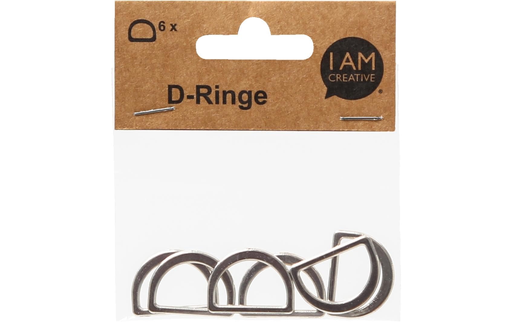 lalana D-Ring 25 × 20 mm – Metall, 6 Stück, Silber