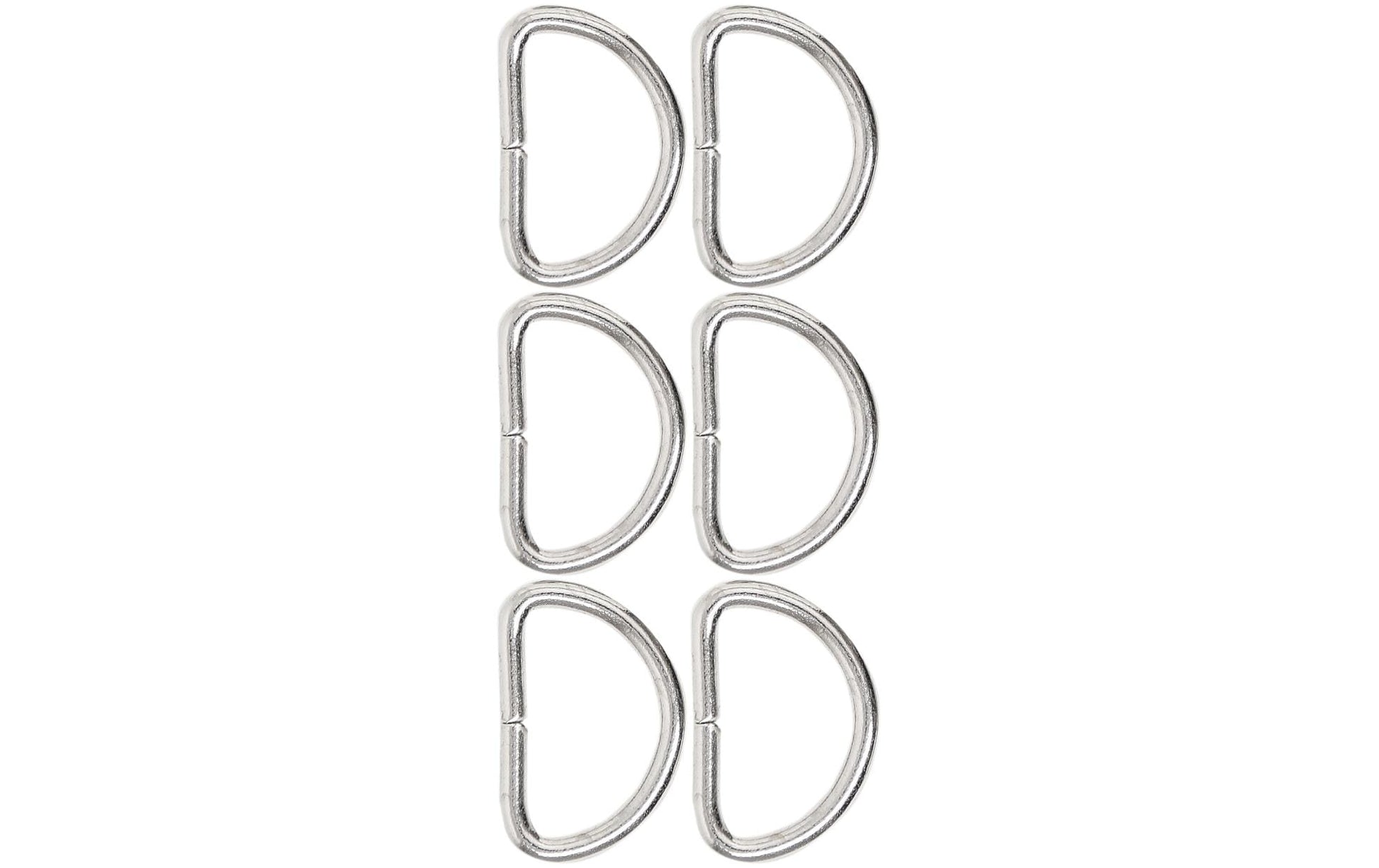 lalana D-Ring 32 × 22 mm – Metall, 6 Stück, Silber