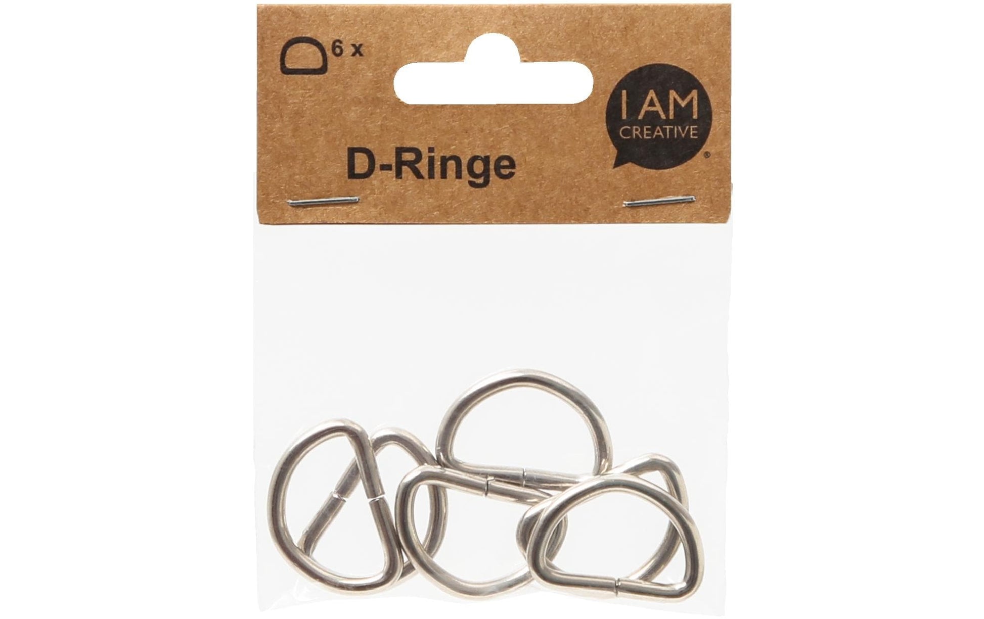 lalana D-Ring 32 × 22 mm – Metall, 6 Stück, Silber