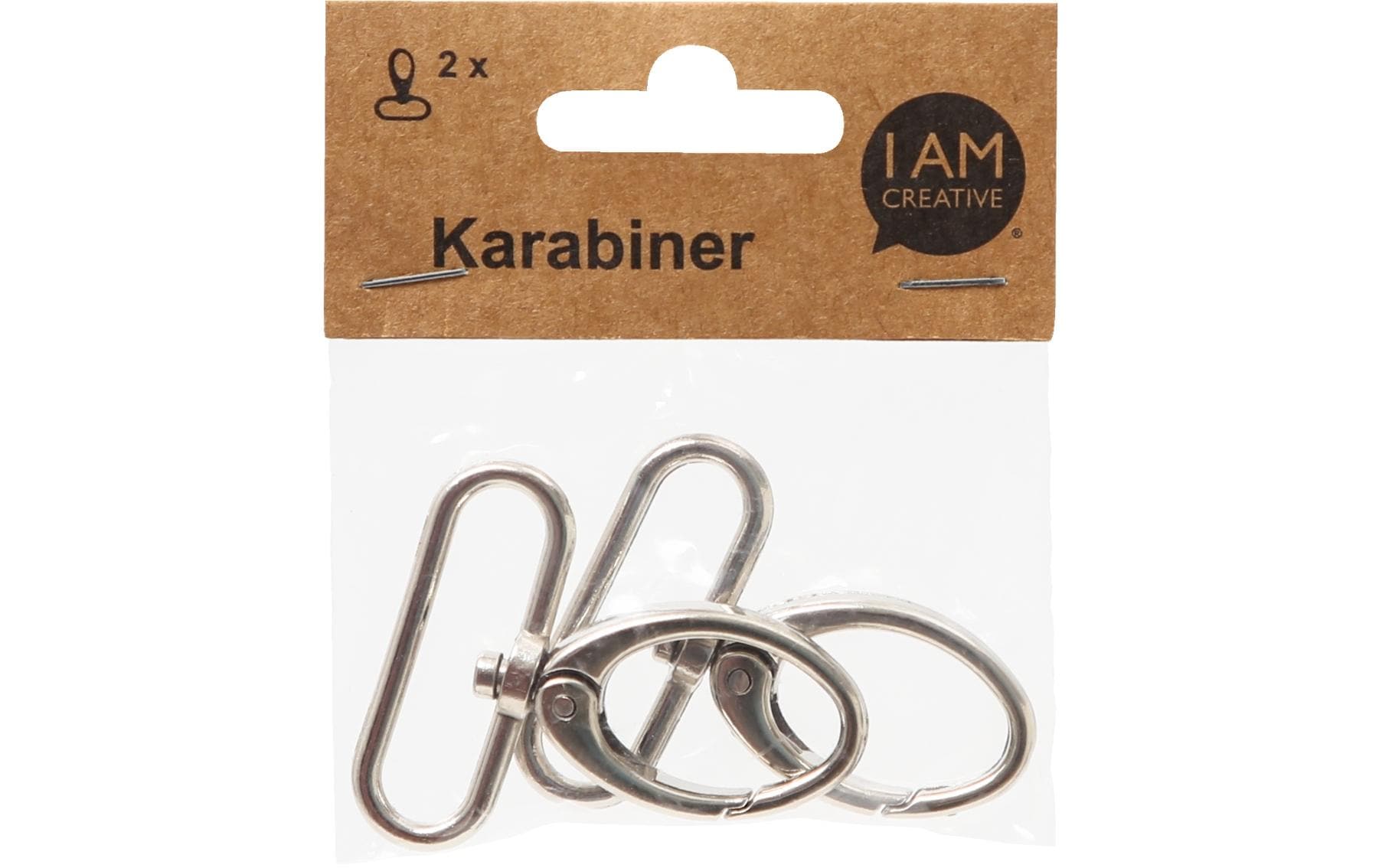 lalana Schlüsselring – drehbarer Karabiner, Metall, Silber, 50 × 45 mm