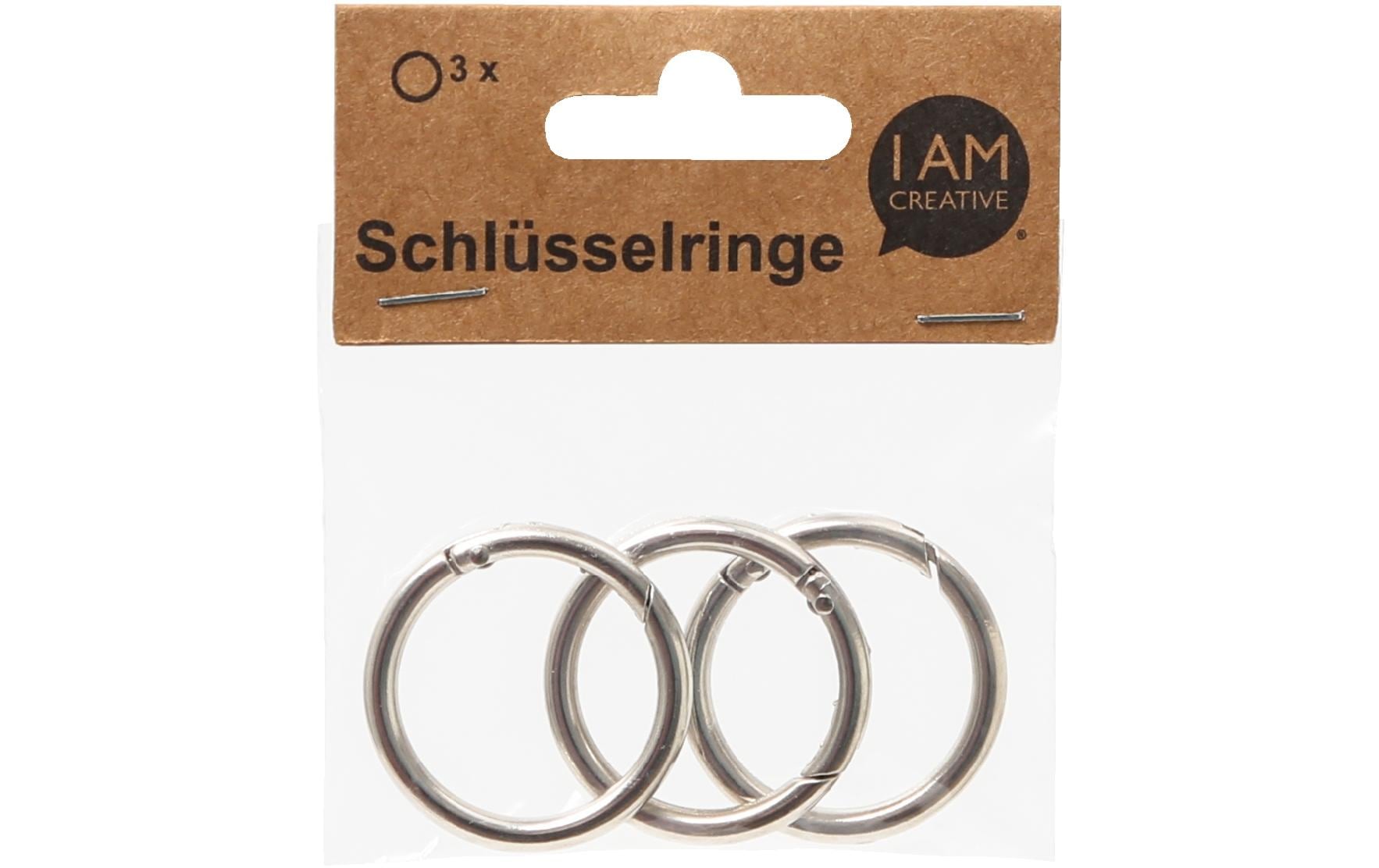 lalana Schlüsselring – klappbar, Metall, Silber, 36 × 4 mm, 3er-Set