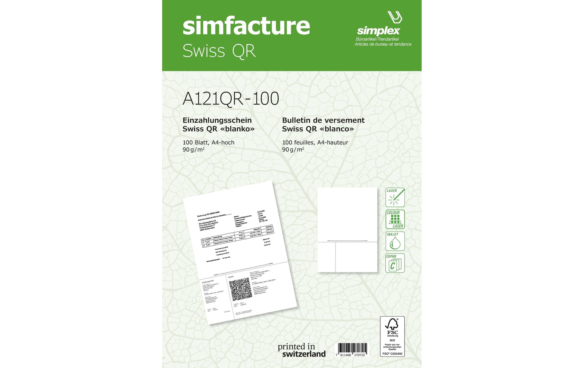 Simplex Formular – simfacture Swiss QR, A4