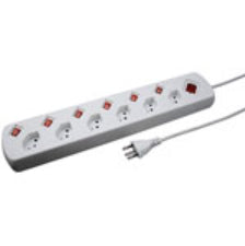 Steffen POWER EASY Steckdosenleiste, 6×T13, mit Schalter, 1,5 m, mit Kinderschutz – Weiss