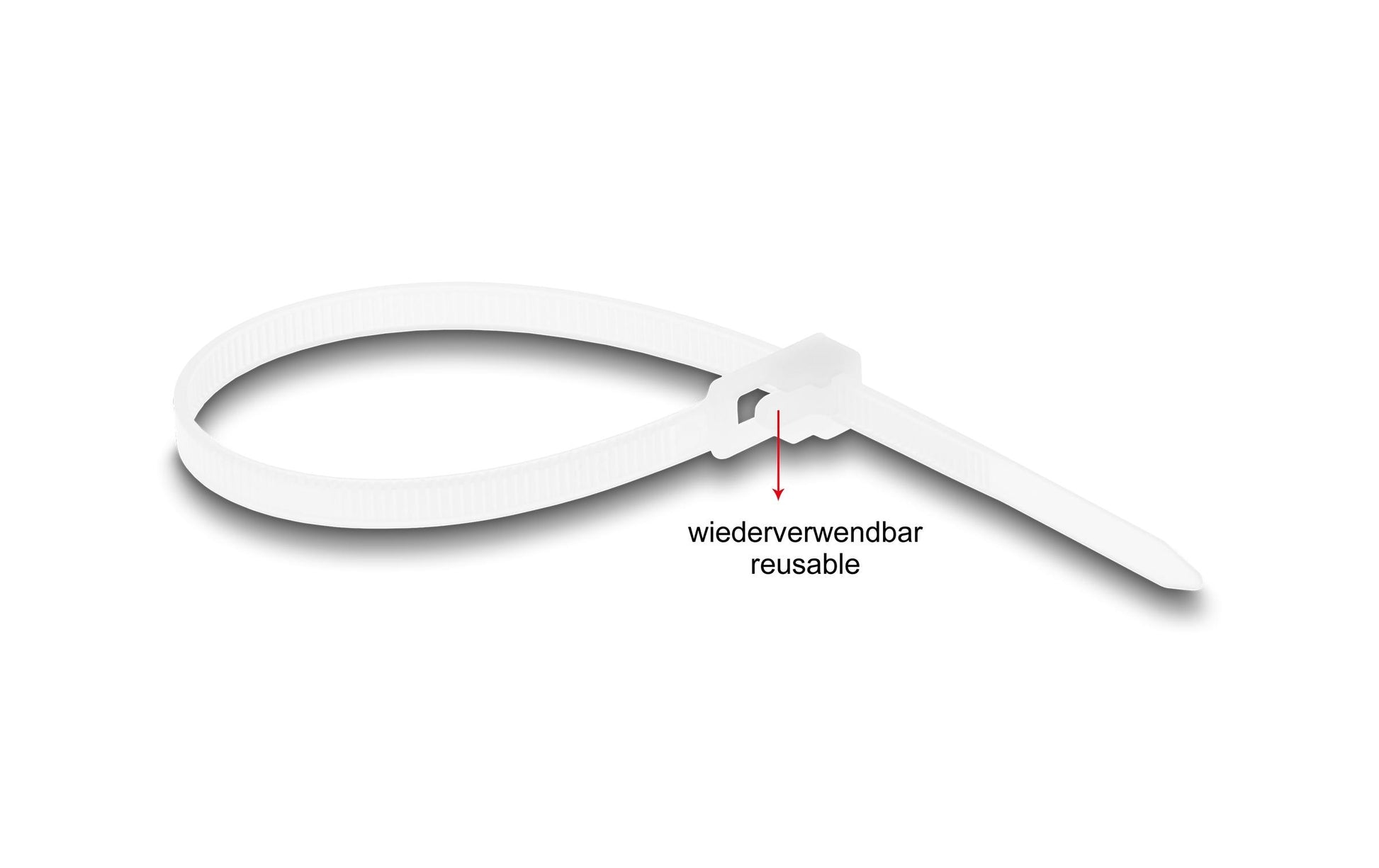 DeLOCK Klettkabelbinder 4,8×200 mm, 100er-Pack – Weiss