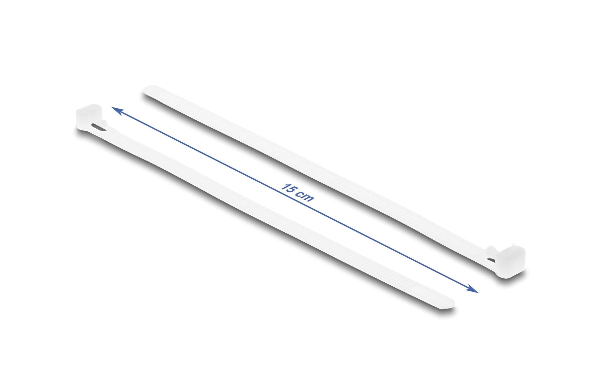 DeLOCK Klettkabelbinder, 7,2×150 mm, 100er-Pack – Weiss
