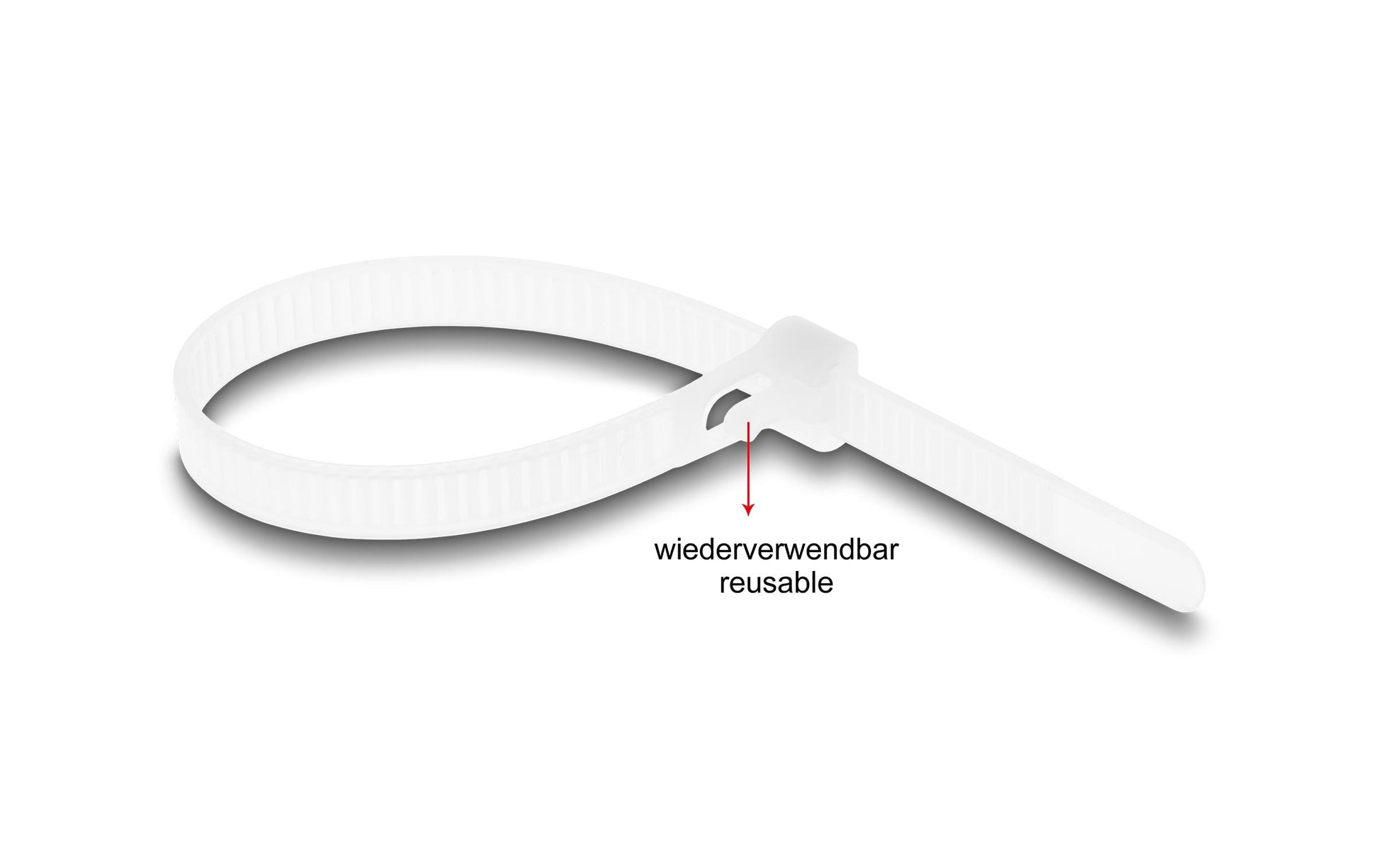 DeLOCK Klettkabelbinder, 7,2 mm × 0,2 m, Weiss, 100 Stück