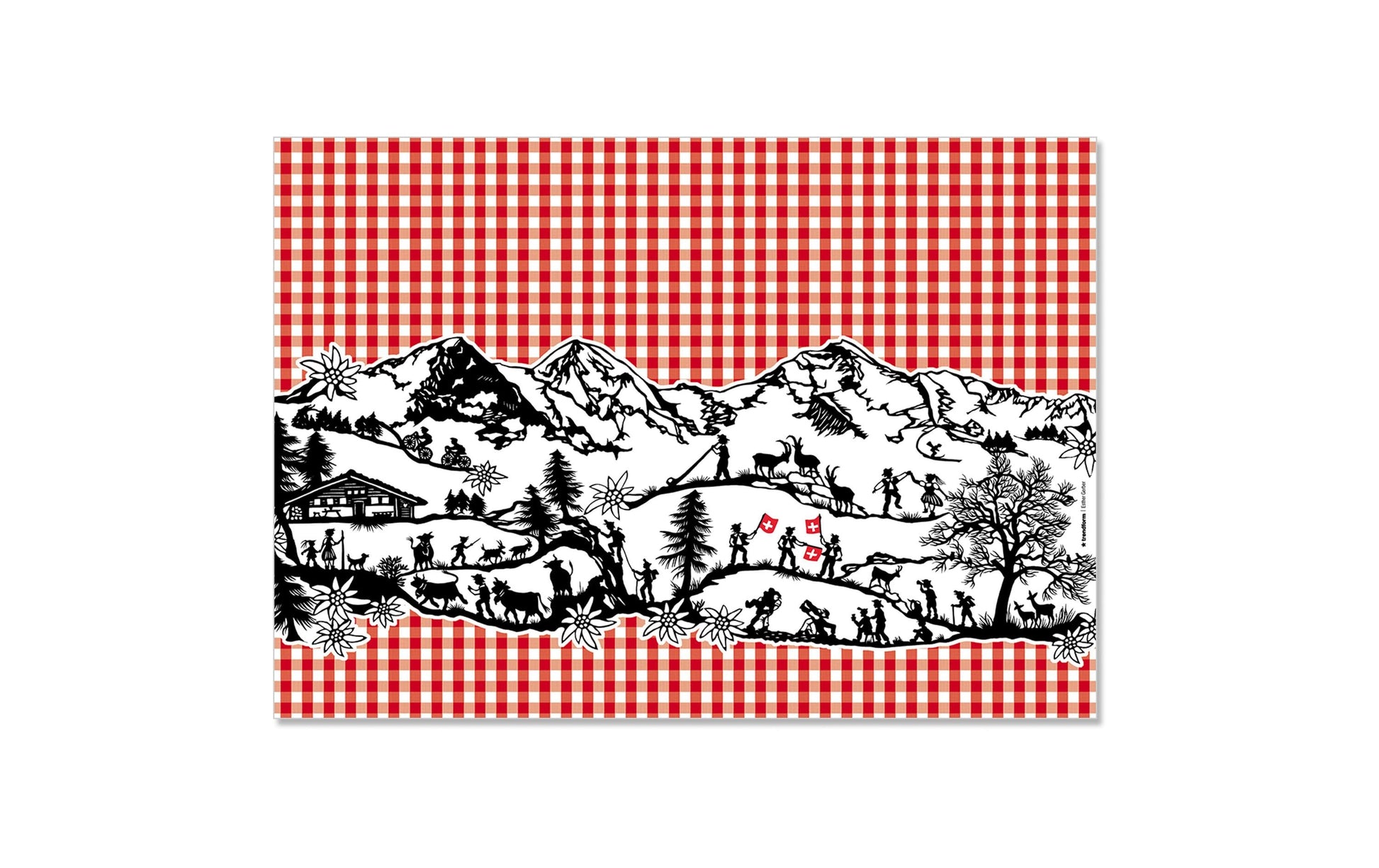 Trendform Tischset Scherenschnitt Landleben, 29,7 × 42 cm – 48 Stk.