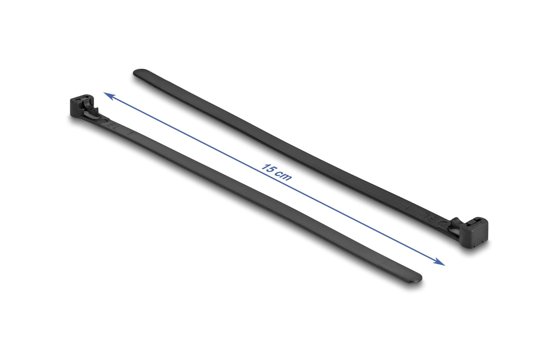 DeLOCK Kabelbinder, 200×7,5 mm, 100er-Pack, wiederverwendbar, hitzebeständig, mit Klettverschluss – schwarz