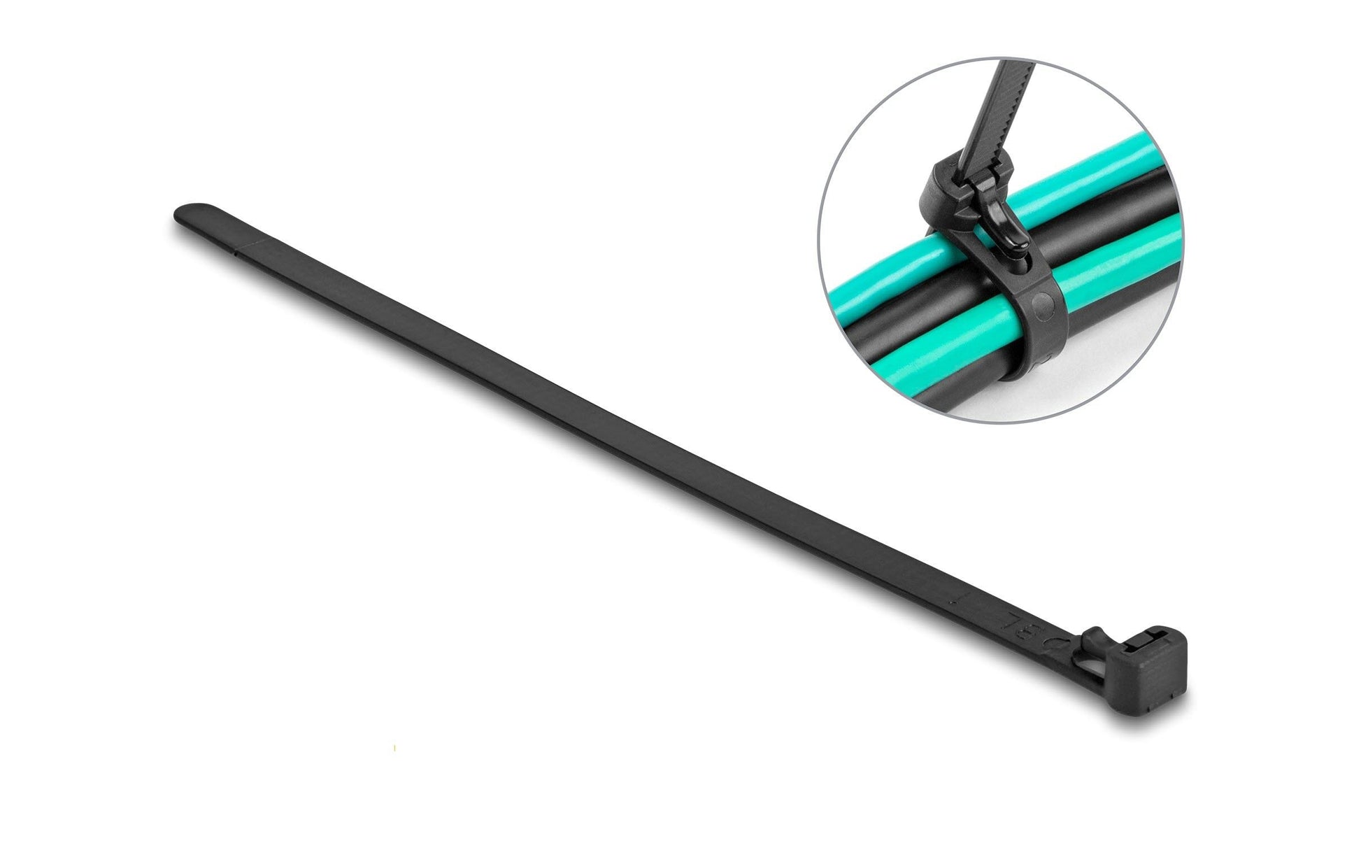 DeLOCK Klettkabelbinder, 150 mm × 7,5 mm, 100er-Pack – schwarz