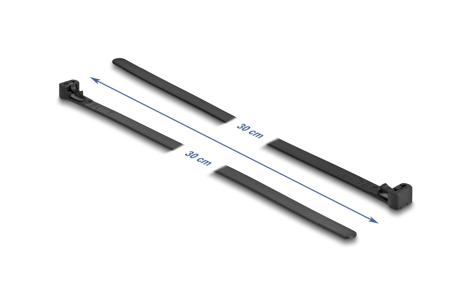 DeLOCK Klett-Kabelbinder 300 × 7,6 mm, Schwarz, 100 Stk.