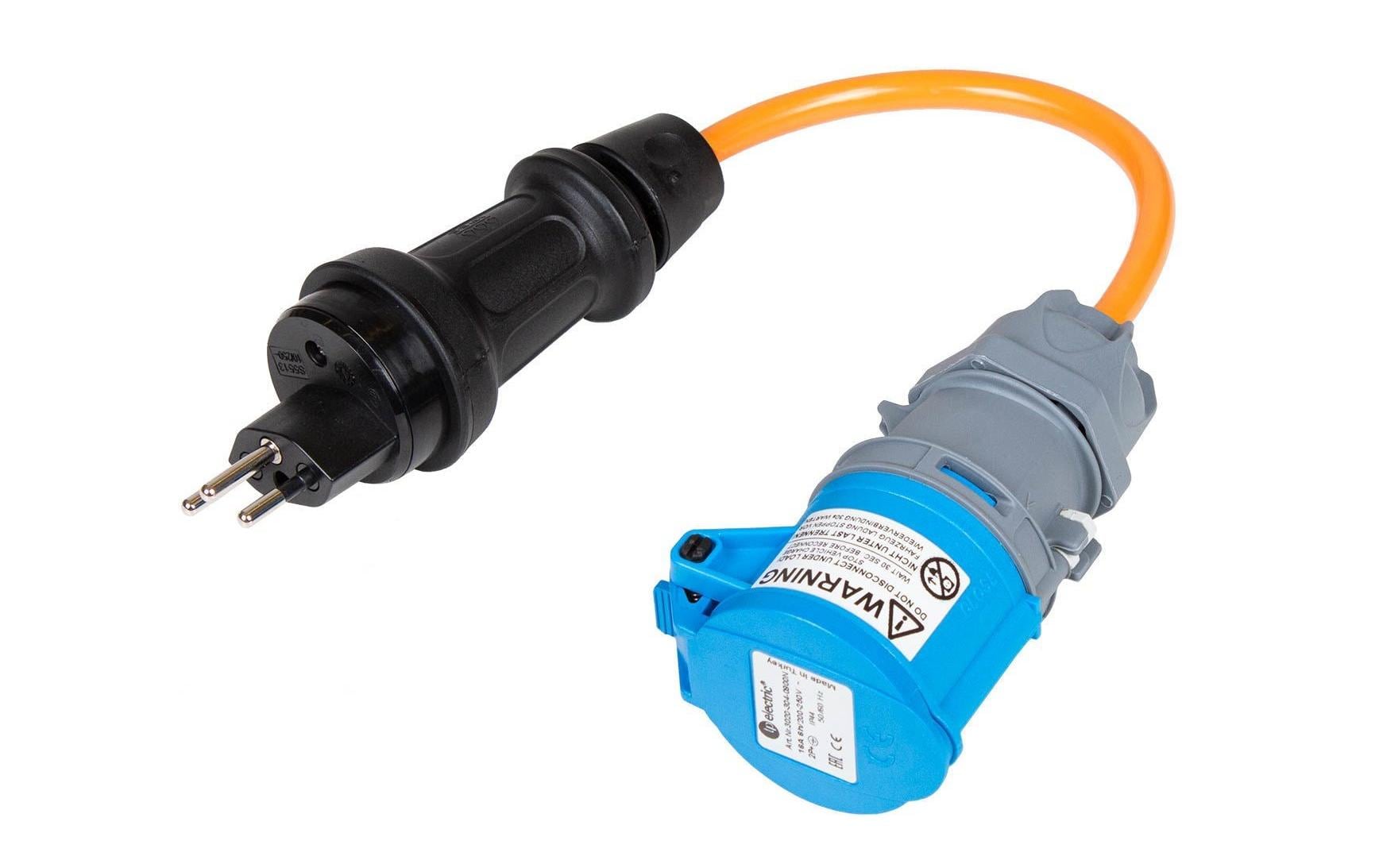 Normrahmen Adapterkabel T13 zu CEE 16-3 – 10 A, 1 mm², 3 Leiter, 0,2 m