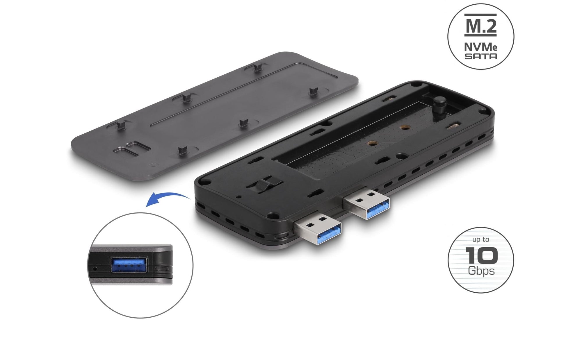 DeLOCK USB3.2 Gen 2 Gehäuse für PS5 – 1-Bay M.2 SSD-Gehäuse – für M.2 (NVMe/PCIe, SATA)
