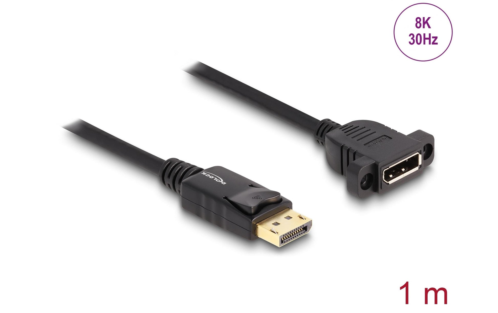 DeLOCK DisplayPort Verlängerung DP 1.4 8K 60 Hz – 1 m – verriegelbar