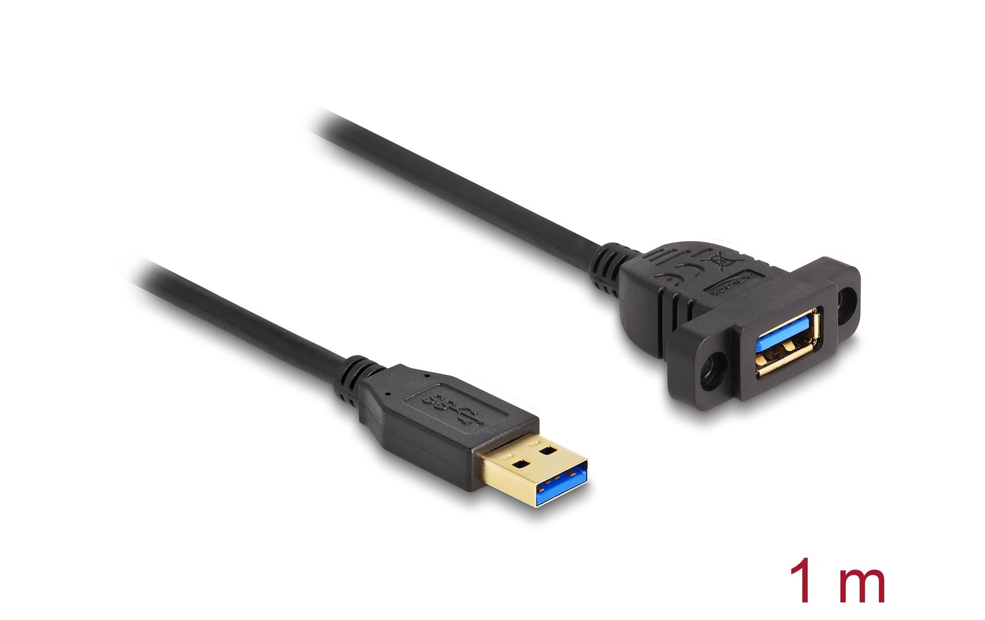 DeLOCK USB-A Verlängerungskabel (Stecker auf Buchse) – USB 3.2 Gen 1 (5 Gbit/s) – 1 m – Schwarz