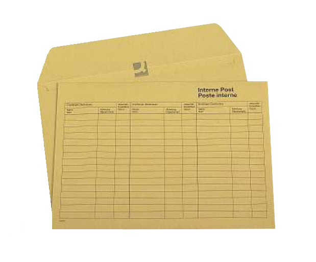 Q-CONNECT Interne-Post-Couvert C4, vorbedruckt, ungummiert, braun, 120 g/m² – 100 Stk.
