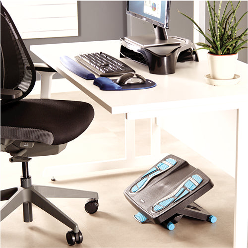 Fellowes Fussstütze Energizer – 45,5 × 33,7 × 13 cm, schwarz/blau