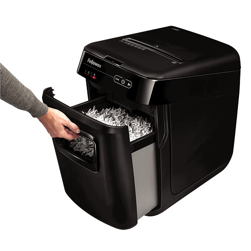 Fellowes Automax 150C – Aktenvernichter mit Autofeed 150 Blatt, DIN P-4, Partikelschnitt 4 × 38 mm, 8 Blatt, 3