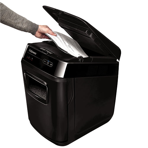 Fellowes Automax 150C – Aktenvernichter mit Autofeed 150 Blatt, DIN P-4, Partikelschnitt 4 × 38 mm, 8 Blatt, 3