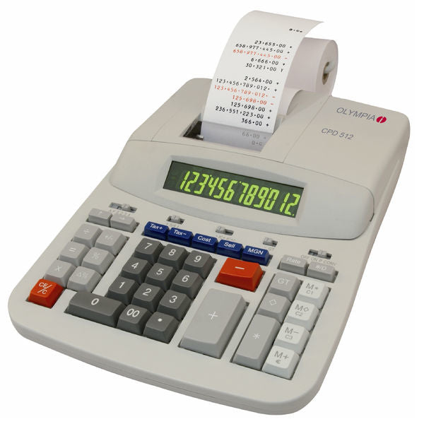 Olympia Tischrechner, druckend CPD 512 – 12-stellig, 2-farbig, 0,06 Zeilen/s, LCD, Steuer