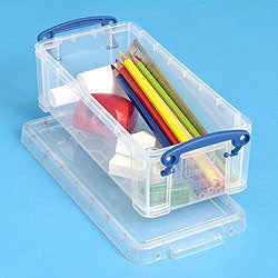 Really Useful Boxes Aufbewahrungsbox 0,9 l – Kunststoff – transparent – mit Griff – 220 × 70 × 100 mm