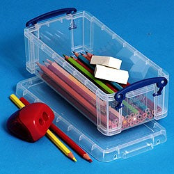Really Useful Boxes Aufbewahrungsbox 0,9 l – Kunststoff – transparent – mit Griff – 220 × 70 × 100 mm