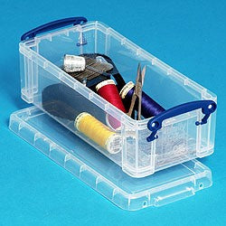 Really Useful Boxes Aufbewahrungsbox 0,9 l – Kunststoff – transparent – mit Griff – 220 × 70 × 100 mm