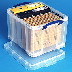 Really Useful Boxes Really Useful Box Aufbewahrungsbox 35 l – Kunststoff – Transparent – mit Griff – 480 × 310 × 390 mm