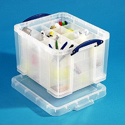 Really Useful Boxes Really Useful Box Aufbewahrungsbox 35 l – Kunststoff – Transparent – mit Griff – 480 × 310 × 390 mm