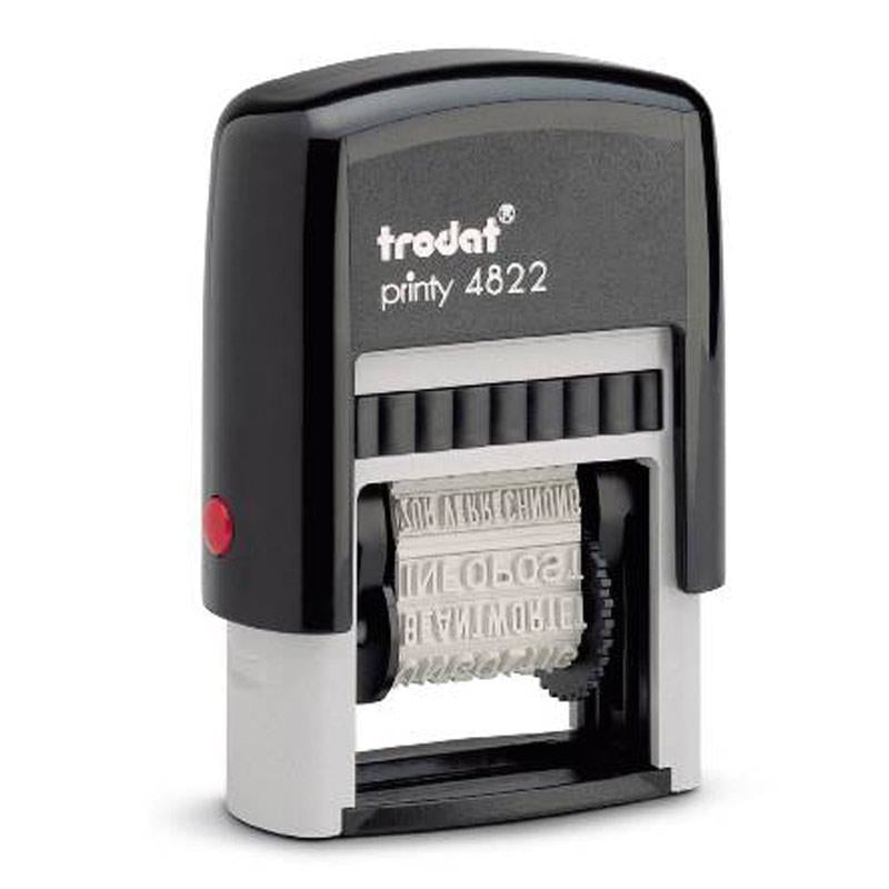 Trodat Motivstempel Printy 4822 – Motiv: 12 verschiedene Texte, selbstfärbend, 30 × 4 mm