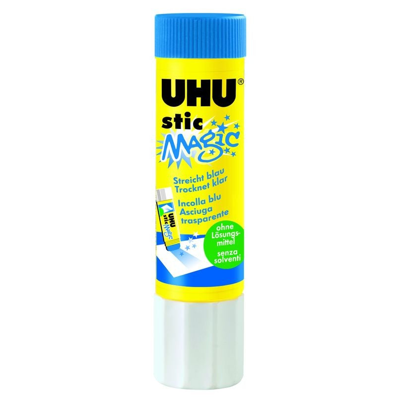 UHU Stic Magic Klebestift – Stift, extra stark, blau, 21 g, für Papier, Karton, Fotos u. a.