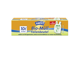 Swirl Kehrichtsack – 10 l, mit Zugband, PE, weiss, 400 × 540 mm, 10 Stk