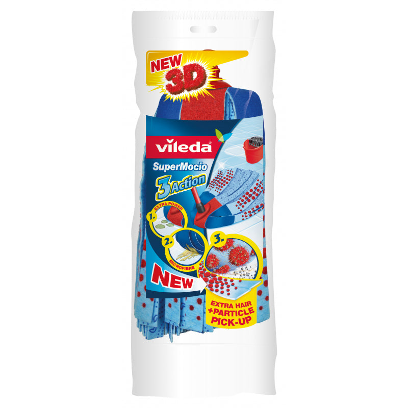 Vileda SuperMocio Velour – Ersatzbezug, Blau – für Vileda Mop SuperMocio, 1 Stück