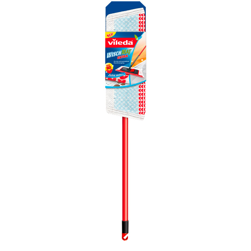 Vileda Flachwischer WischMat Extra – Teleskopstiel 80–140 cm – Kunststoff – Rot