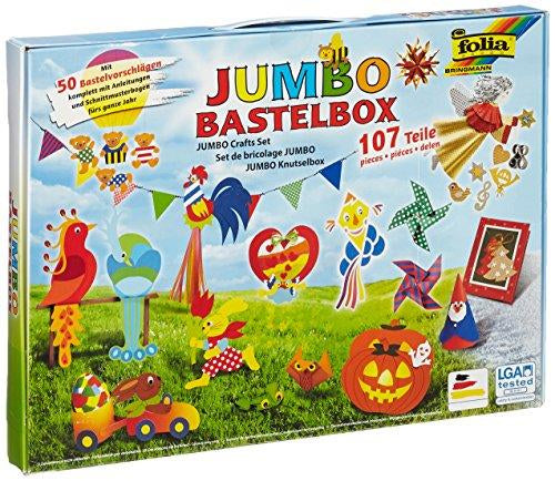 Folia Bastelpapier-Koffer Jumbo – Allgemeines Bastelset – 107-teilig – Mehrfarbig