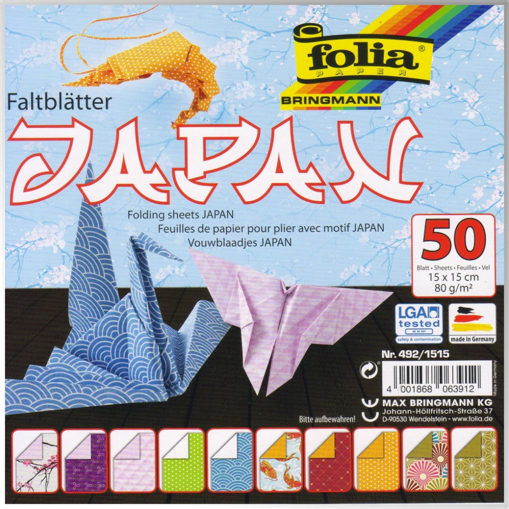 Folia Faltblätter – 150 × 150 mm – 80 g/m² – sortiert – 50 Blatt