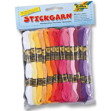 Folia Stickgarn-Set – Baumwolle, mercerisiert, 8 m, sortiert (2 × 26 Farben) – für Sticken